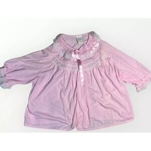 Gaymode NEW Bed Jacket Shrug Penneys Petal Pink Lace Ribbon Nylon M Vtg Trad